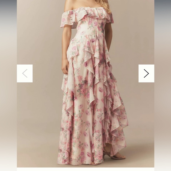 BHLDN Chiffon Scoop-Neck Ruffle Maxi Dress - Picture 4 of 8